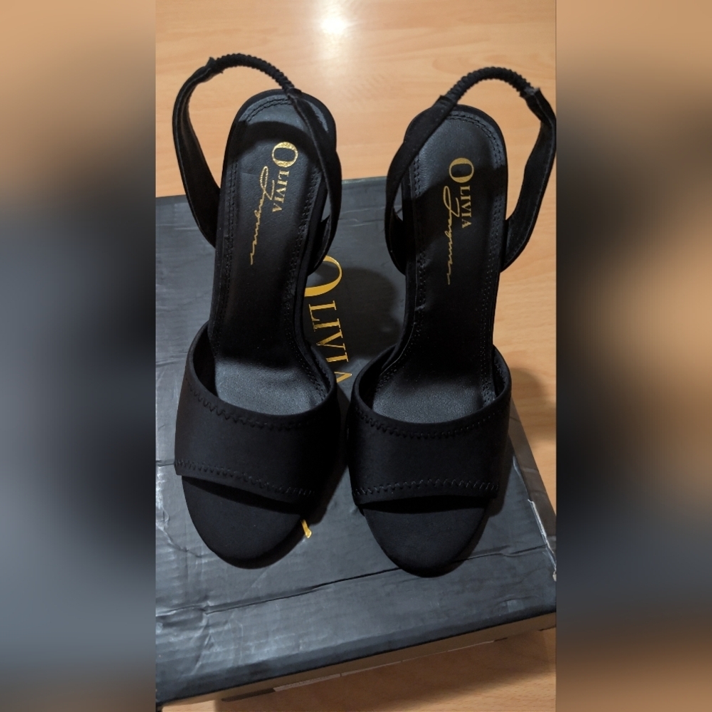 Olivia Black Heeled Sandals - Picture 2 of 8